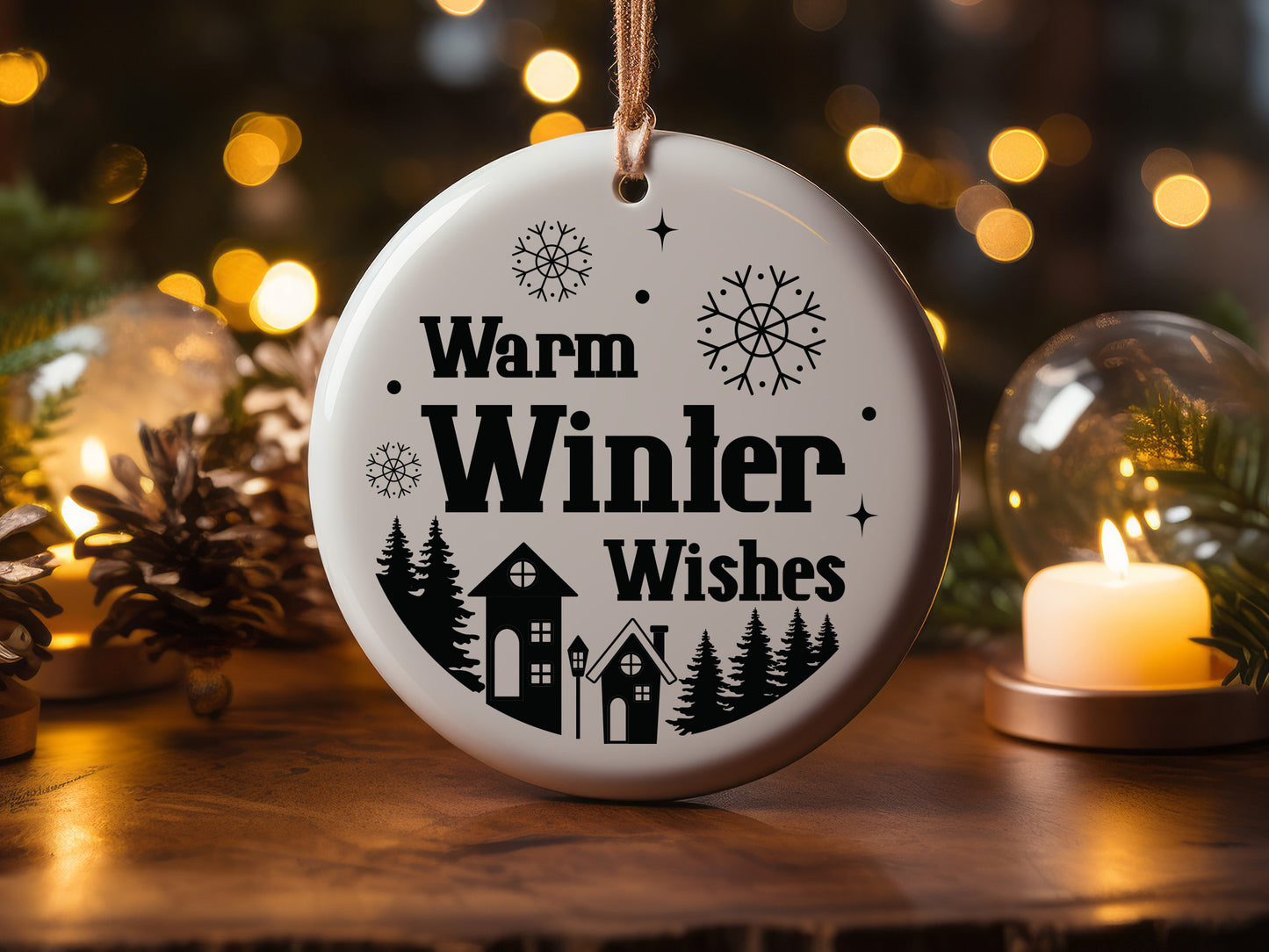 Warm Winter Wishes - Handcrafted Christmas Ornament SVG