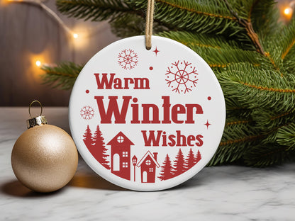 Warm Winter Wishes - Handcrafted Christmas Ornament SVG