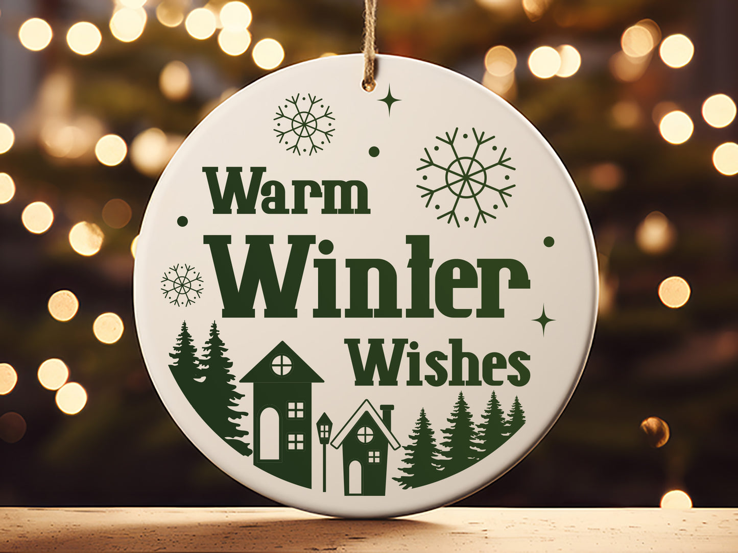 Warm Winter Wishes - Handcrafted Christmas Ornament SVG