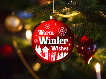 Warm Winter Wishes - Handcrafted Christmas Ornament SVG