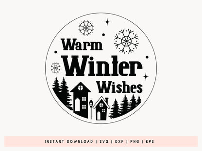 Warm Winter Wishes - Handcrafted Christmas Ornament SVG