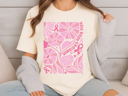Warriors Wear Pink - Floral Breast Cancer SVG File
