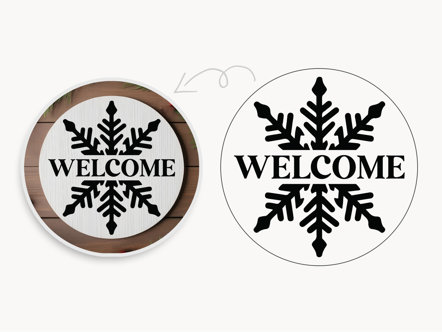 Welcome - Handmade Round Winter Sign SVG