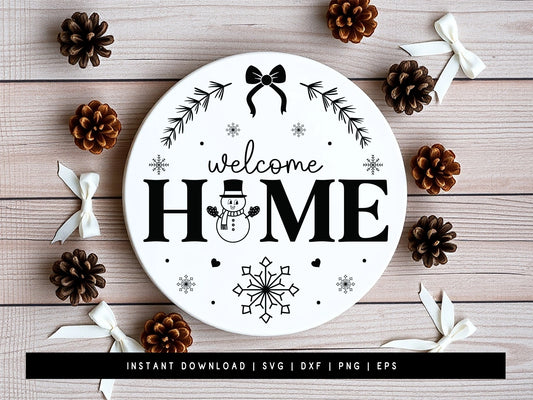 Welcome Home - Winter Sign SVG Cut File