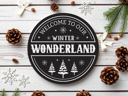 Welcome to Our Winter Wonderland Round Sign SVG