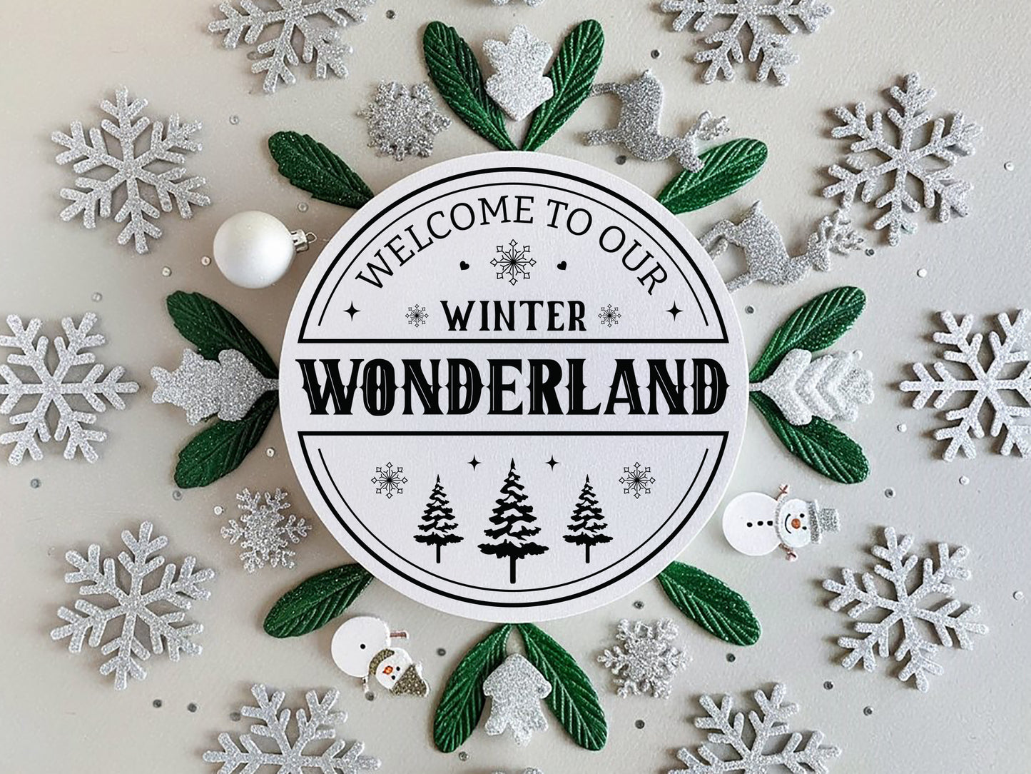 Welcome to Our Winter Wonderland Round Sign SVG