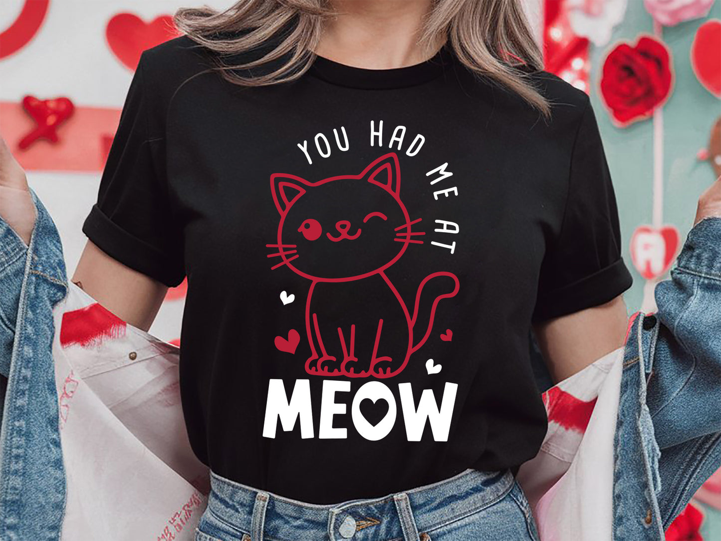 Whimsical Valentine's Day Cat SVG - You Had Me At Meow