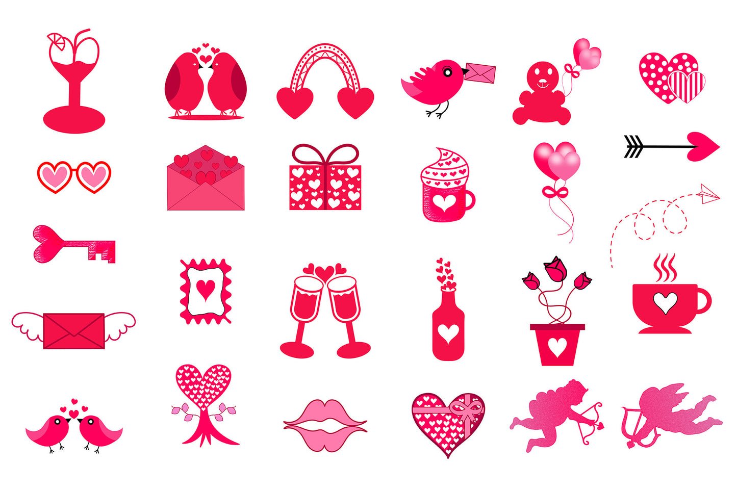 Whimsical Valentines Day Clipart PNG Bundle