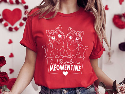 Will You Be My Meowentine - Funny Valentine Cat SVG Design