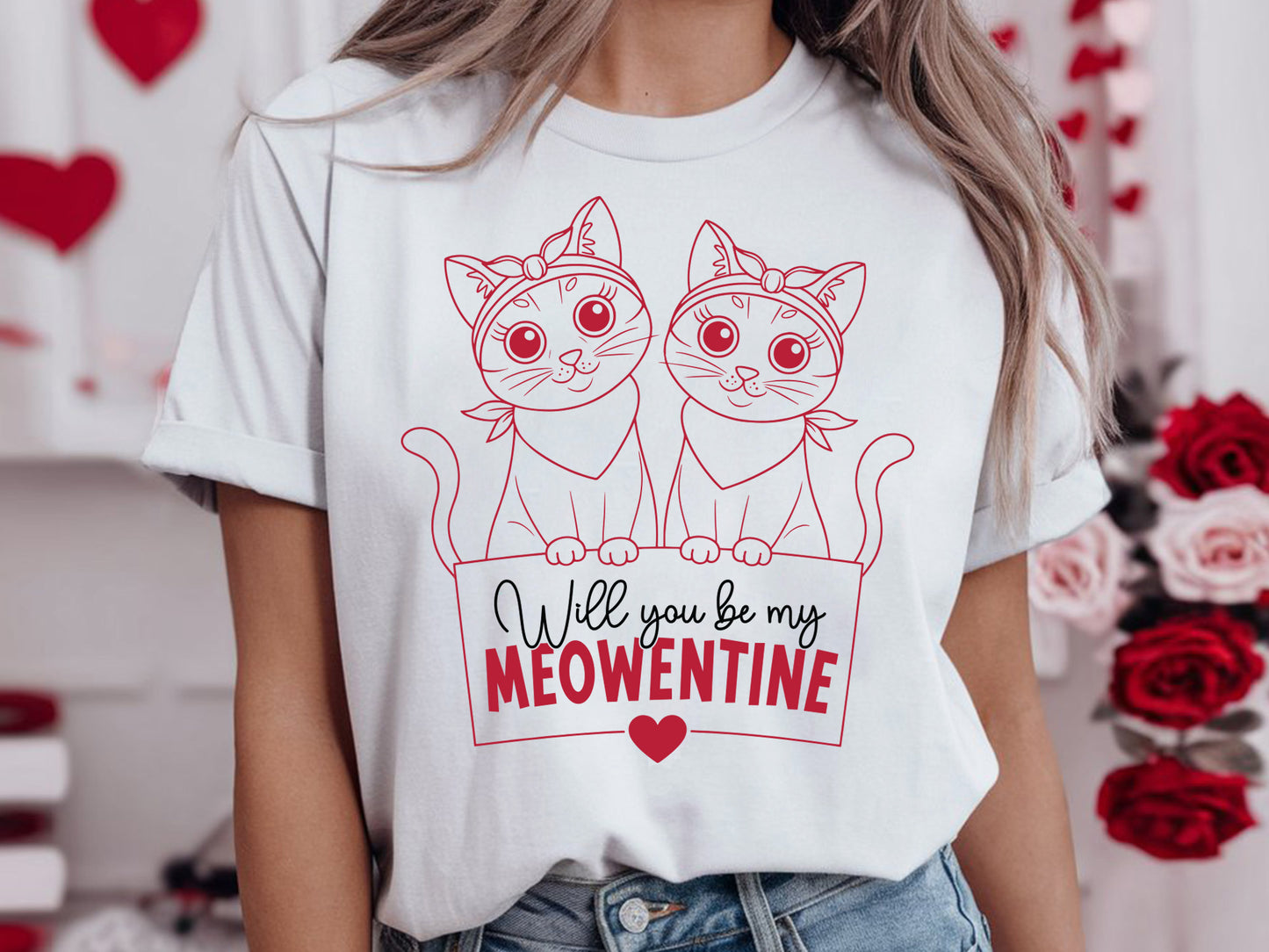 Will You Be My Meowentine - Funny Valentine Cat SVG Design