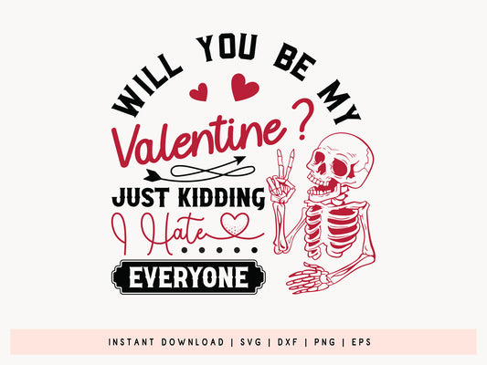 Will You Be My Valentine Skeleton SVG Design