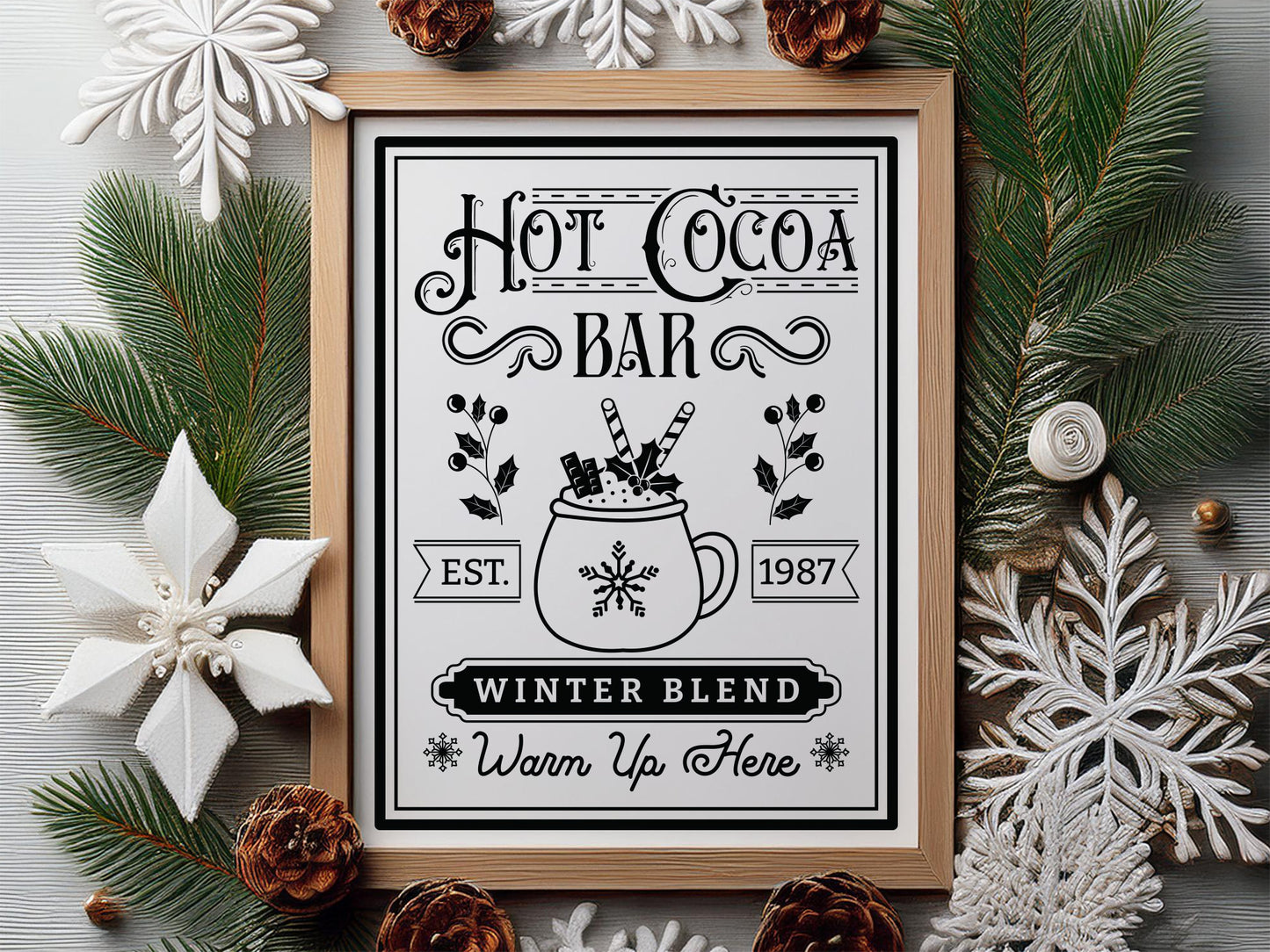 Winter Blend Hot Cocoa Bar Sign SVG