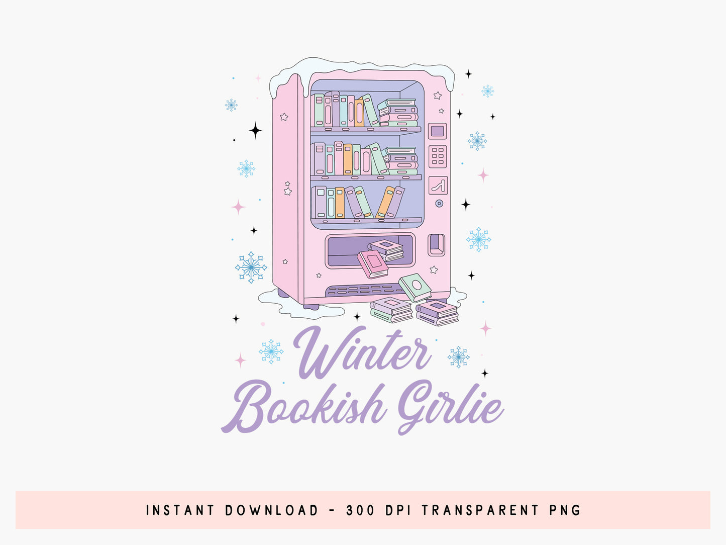 Winter Bookish Girlie PNG Sublimation