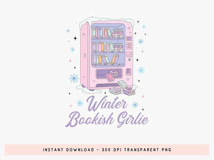 Winter Bookish Girlie PNG Sublimation