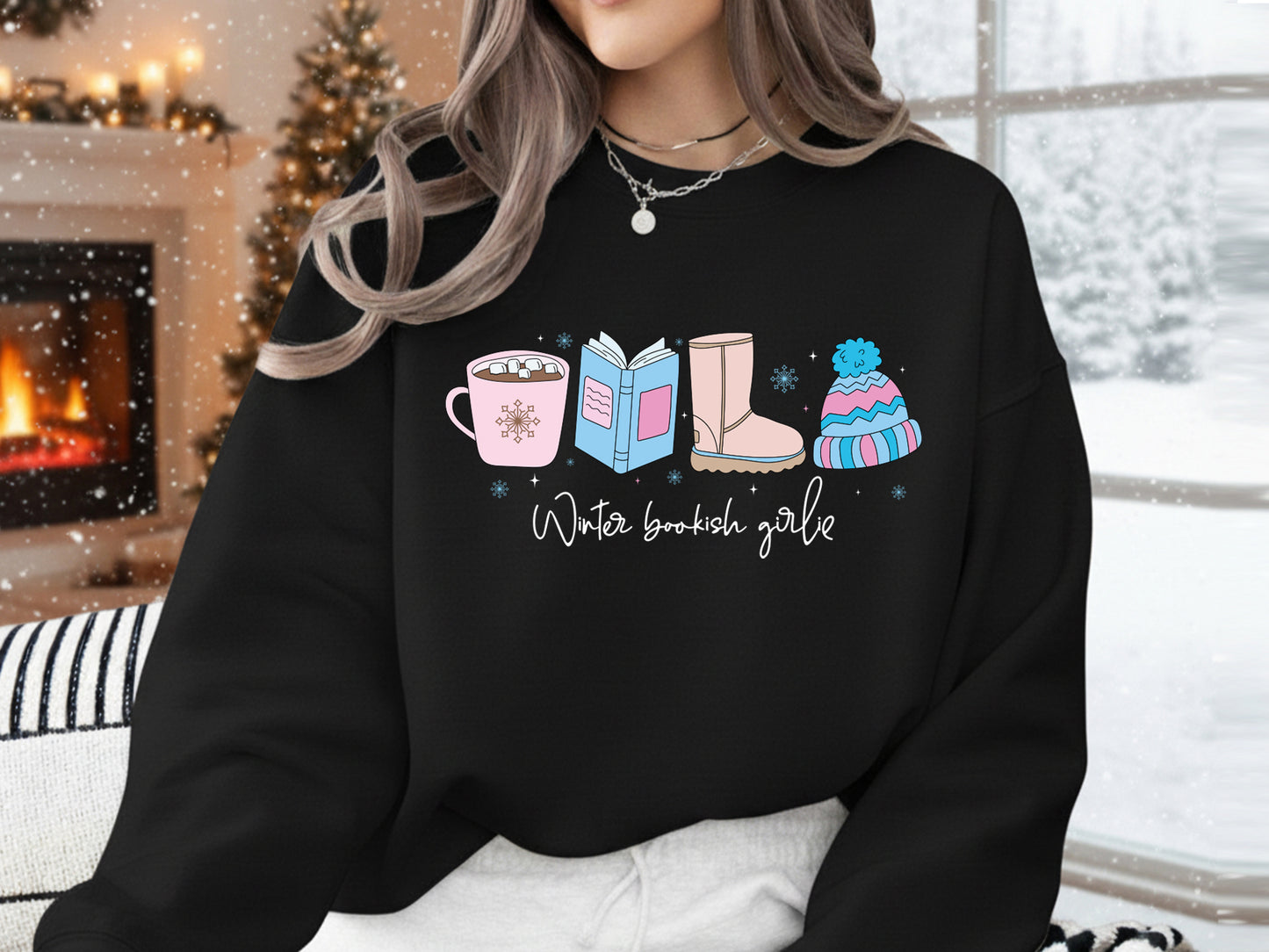 Winter Bookish Girlie Sublimation Print