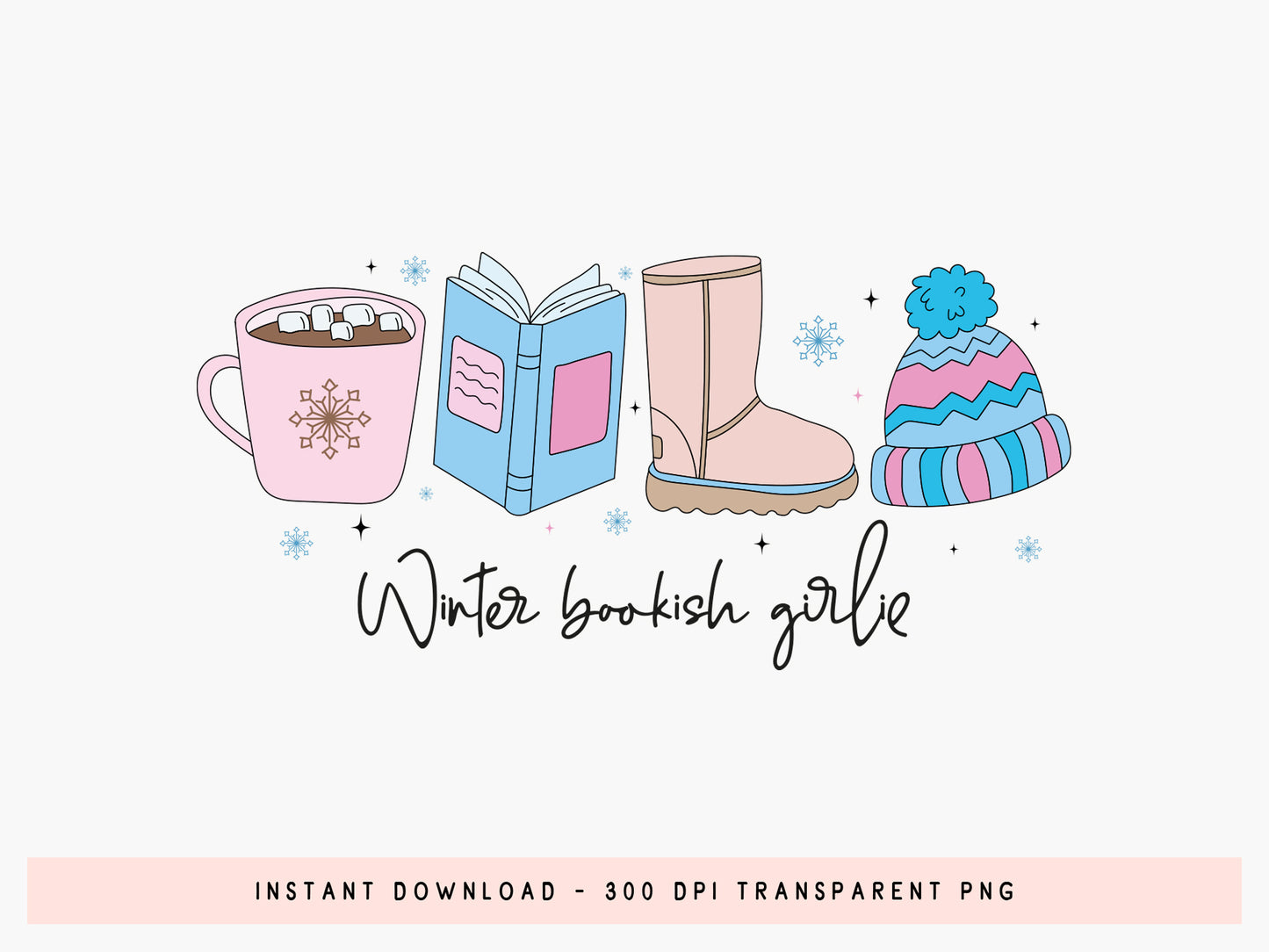 Winter Bookish Girlie Sublimation Print