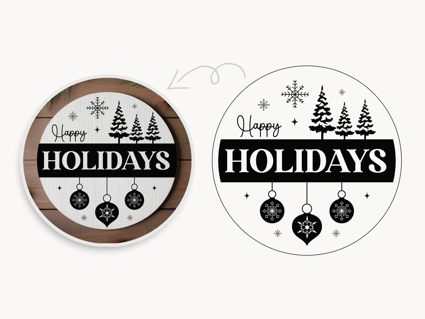 Winter Round Sign SVG - Happy Holidays