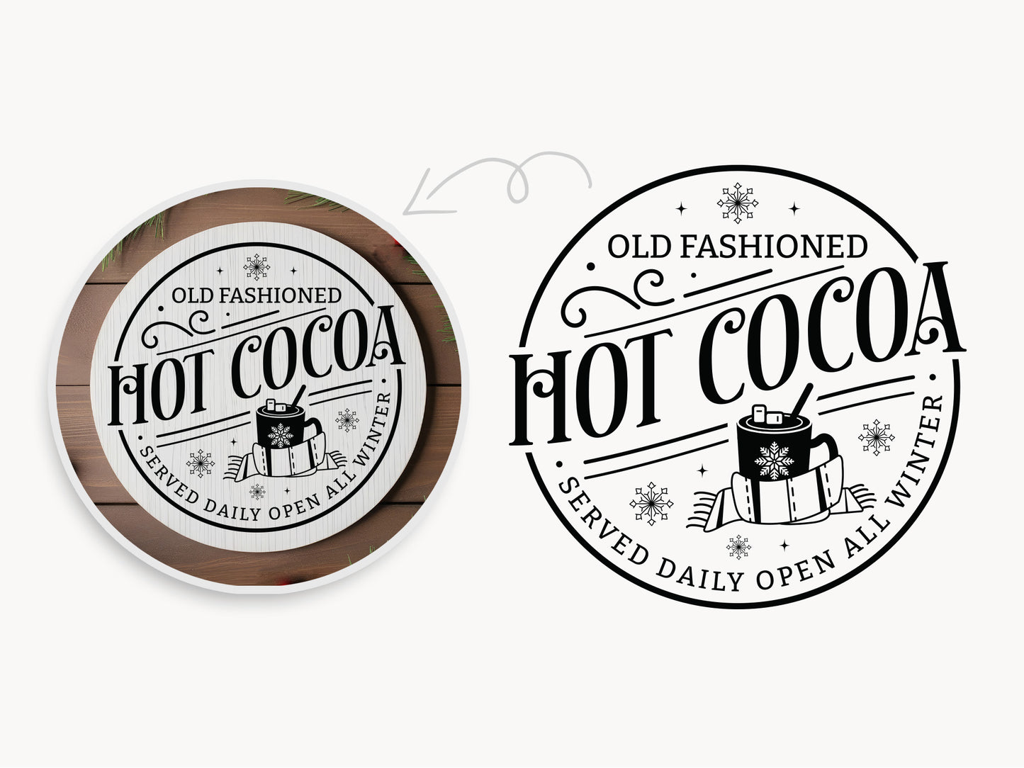 Winter Round Sign SVG - Old Fashioned Hot Cocoa