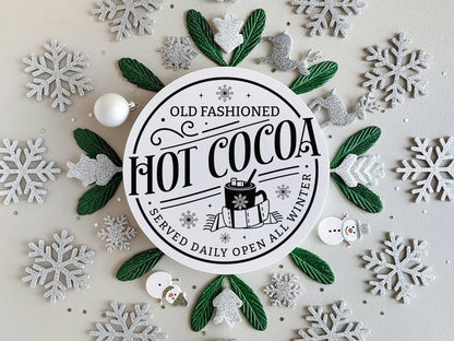 Winter Round Sign SVG - Old Fashioned Hot Cocoa