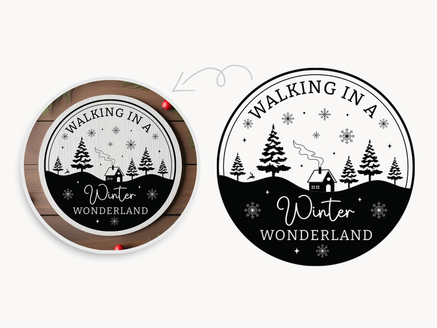 Walking in a Winter Wonderland Round Sign SVG