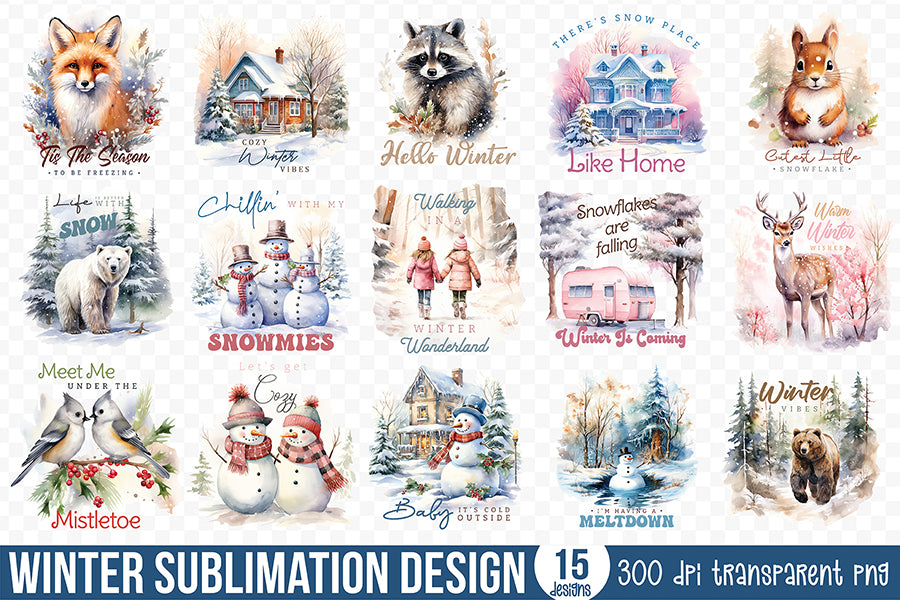 Winter Sublimation Bundle Vol.4 - 15 Cute Designs