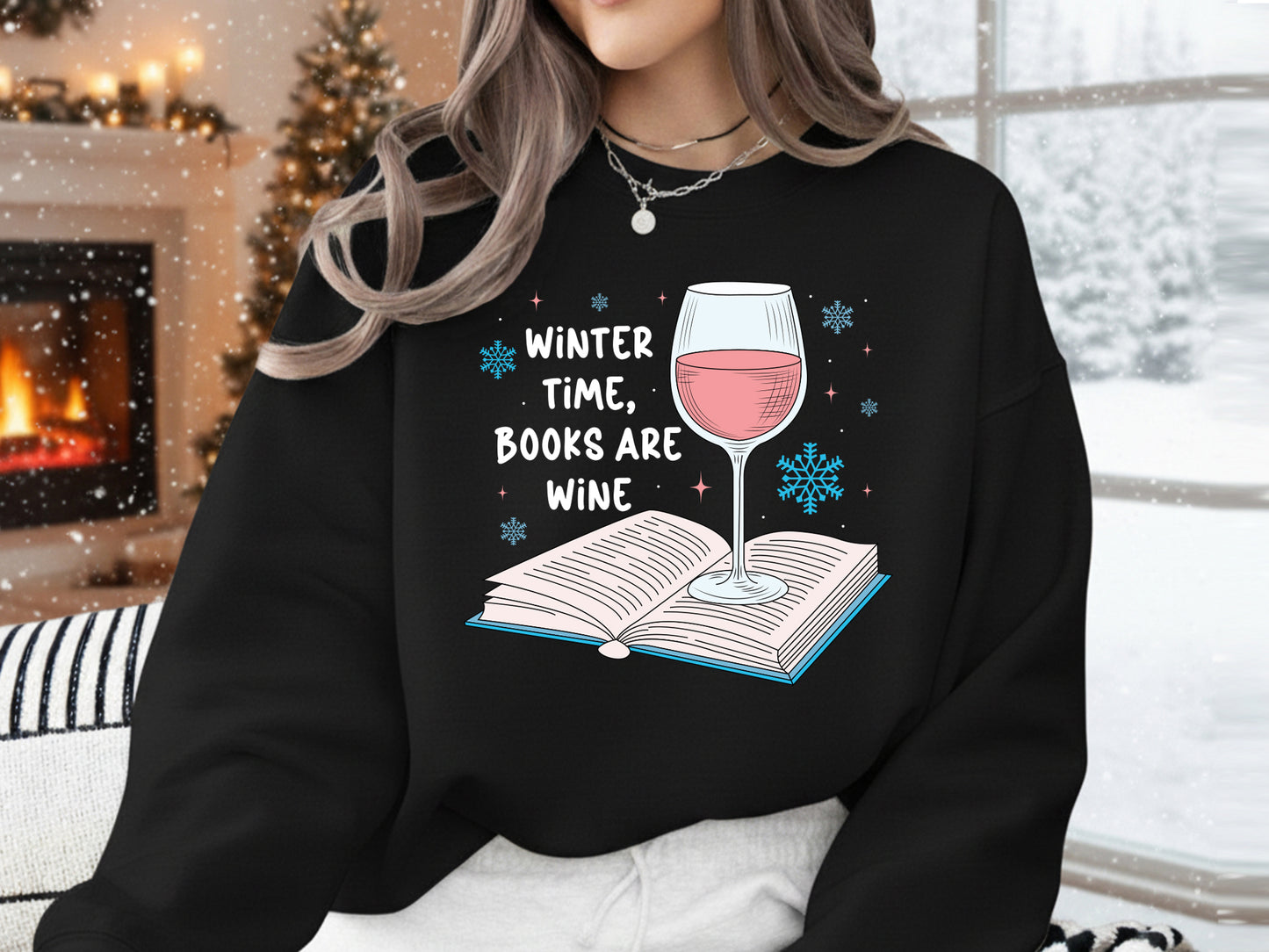 Winter Time Books are Wine Sublimation PNG