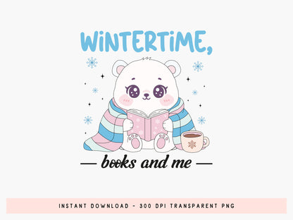Wintertime Books and Me Sublimation Design