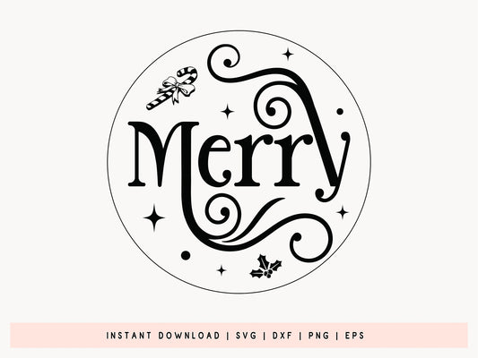 Wood Christmas Ornament SVG Cut File - Merry