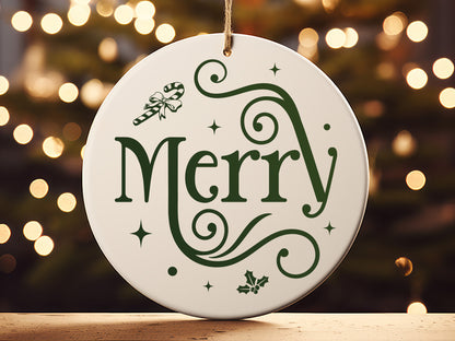 Wood Christmas Ornament SVG Cut File - Merry