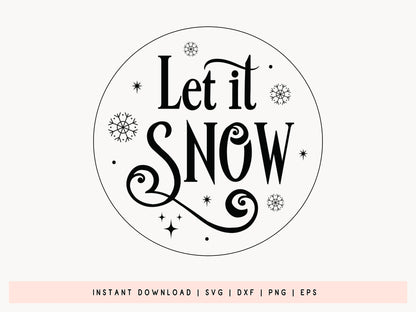 Wooden Christmas Ornament Svg - Let It Snow