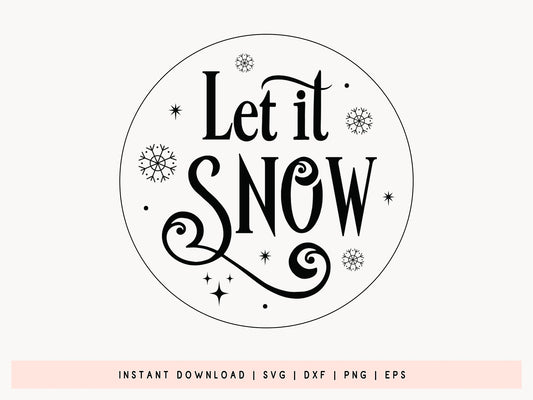 Wooden Christmas Ornament Svg - Let It Snow