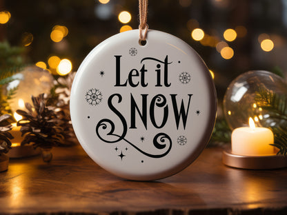 Wooden Christmas Ornament Svg - Let It Snow