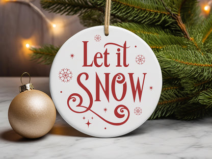 Wooden Christmas Ornament Svg - Let It Snow