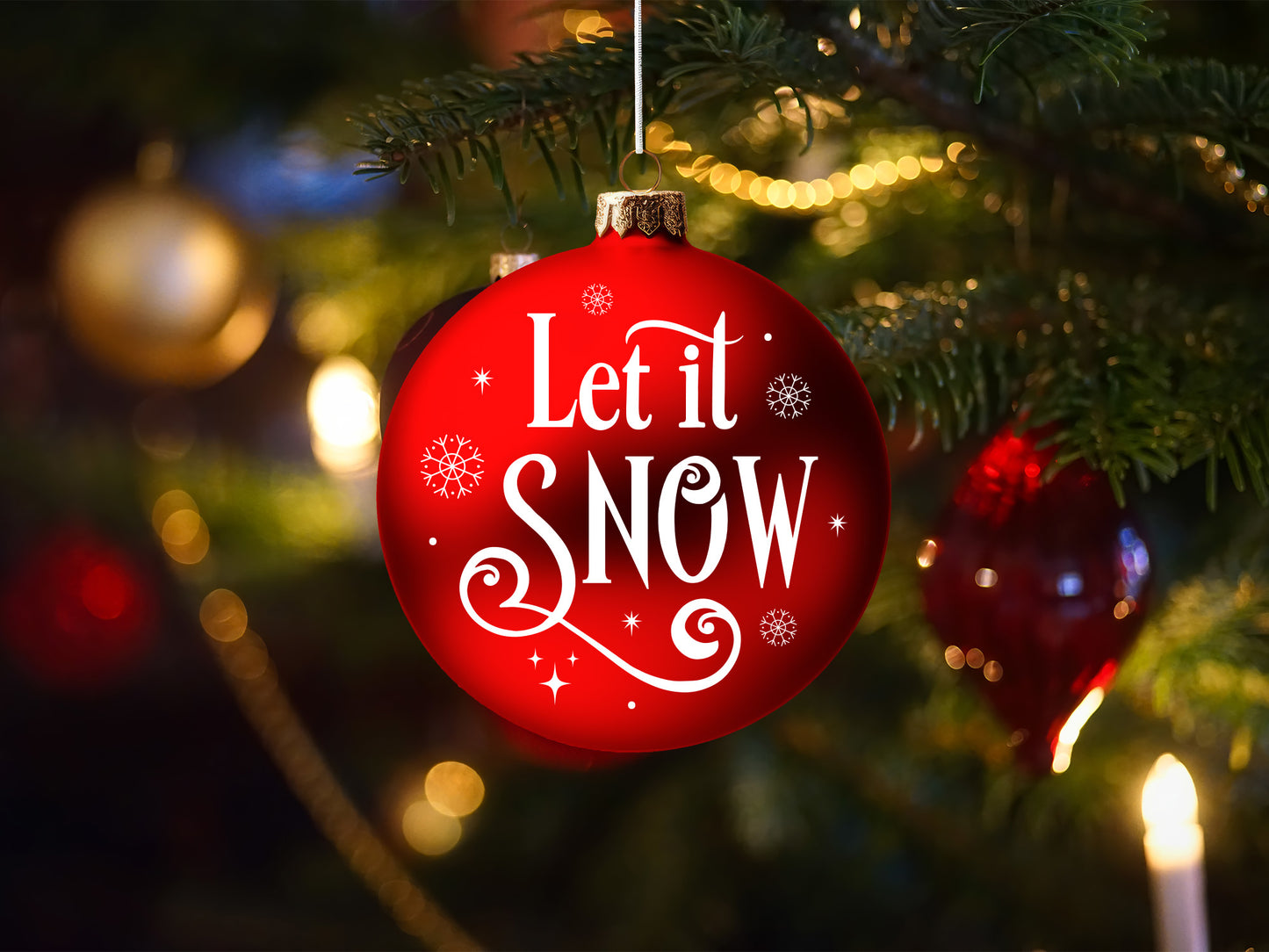 Wooden Christmas Ornament Svg - Let It Snow