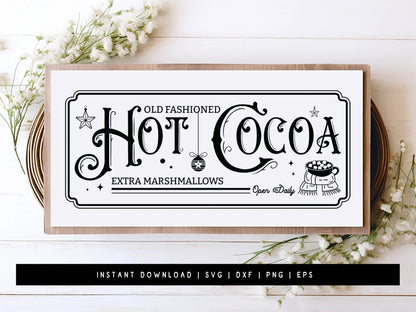 Wooden Old Fashioned Hot Cocoa Sign SVG