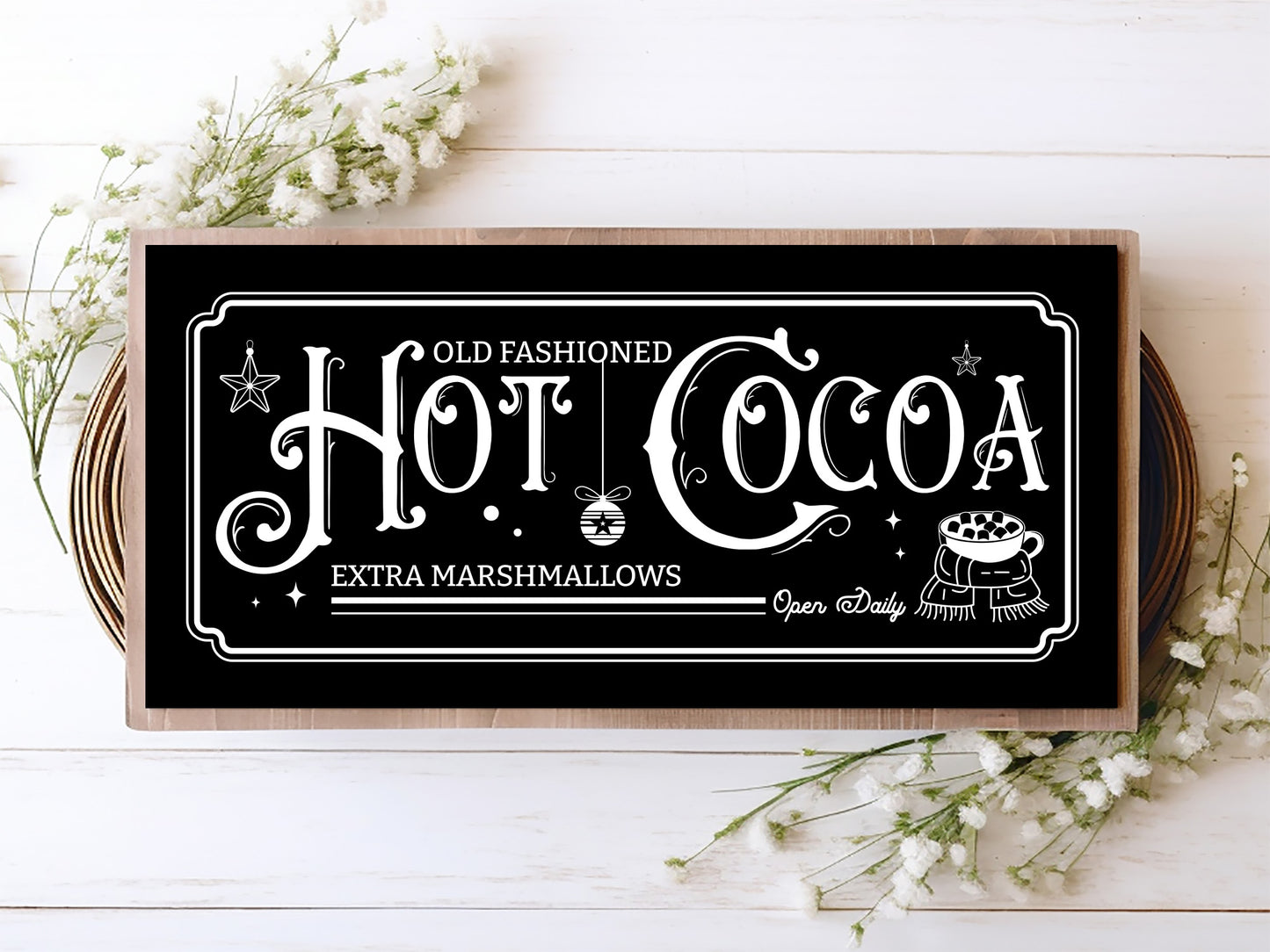 Wooden Old Fashioned Hot Cocoa Sign SVG