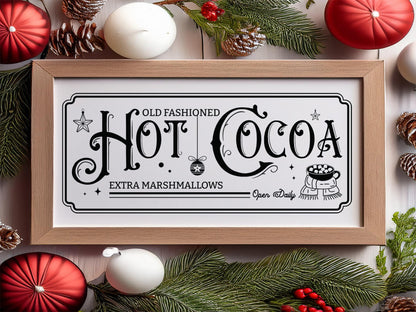 Wooden Old Fashioned Hot Cocoa Sign SVG