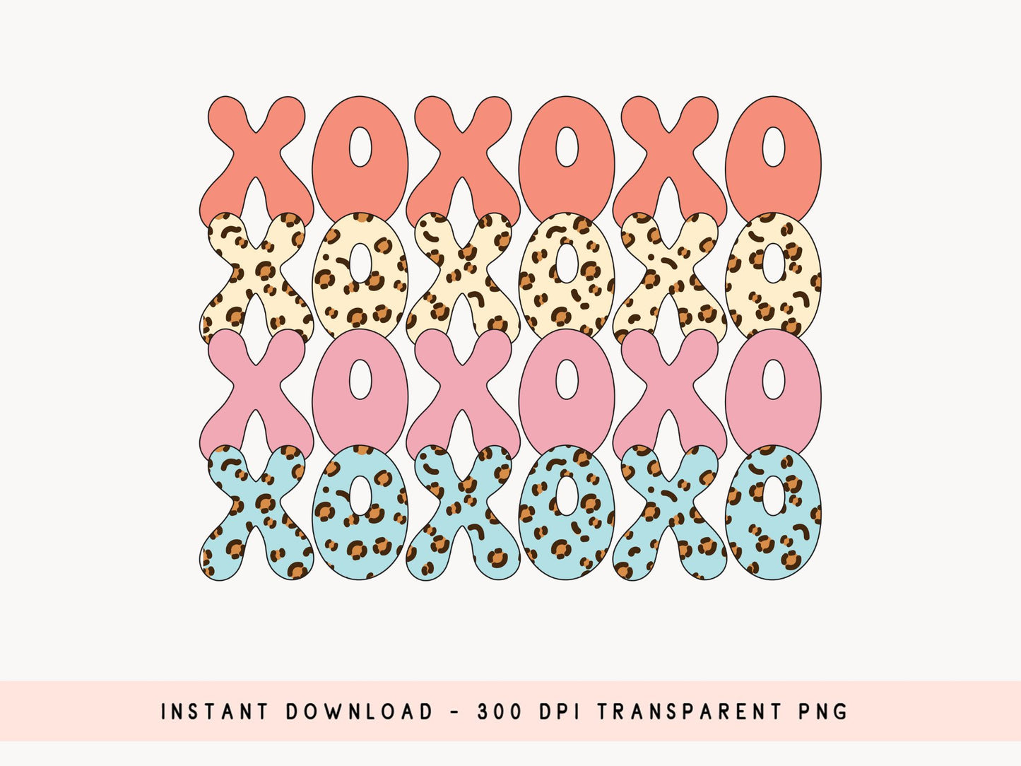 Xoxoxo - Retro Valentine Sublimation PNG Design