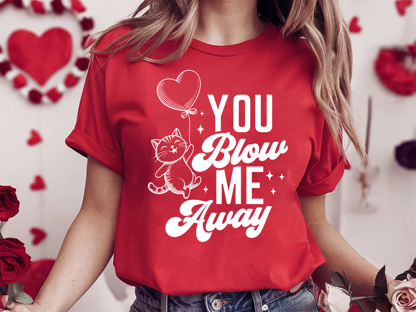 You Blow Me Away - Hand-Drawn Cat Valentine SVG File