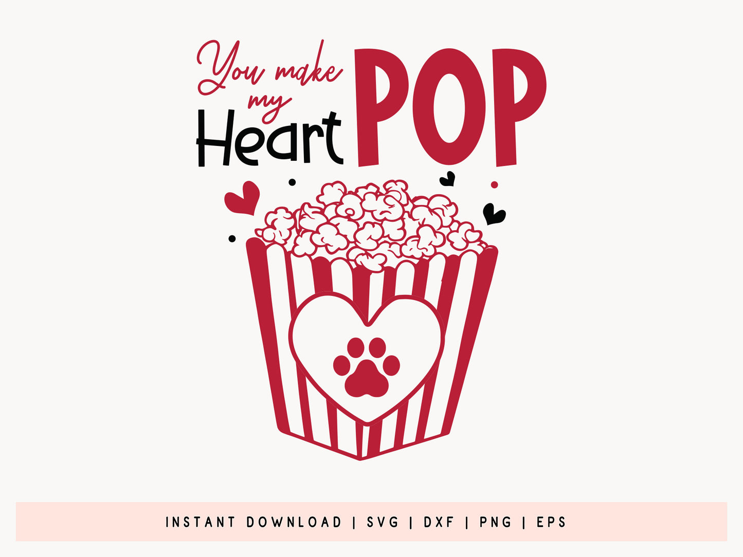 You Make My Heart Pop - Quirky Cat Valentines SVG