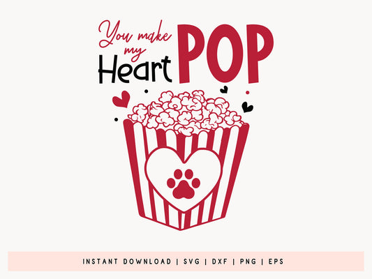 You Make My Heart Pop - Quirky Cat Valentines SVG