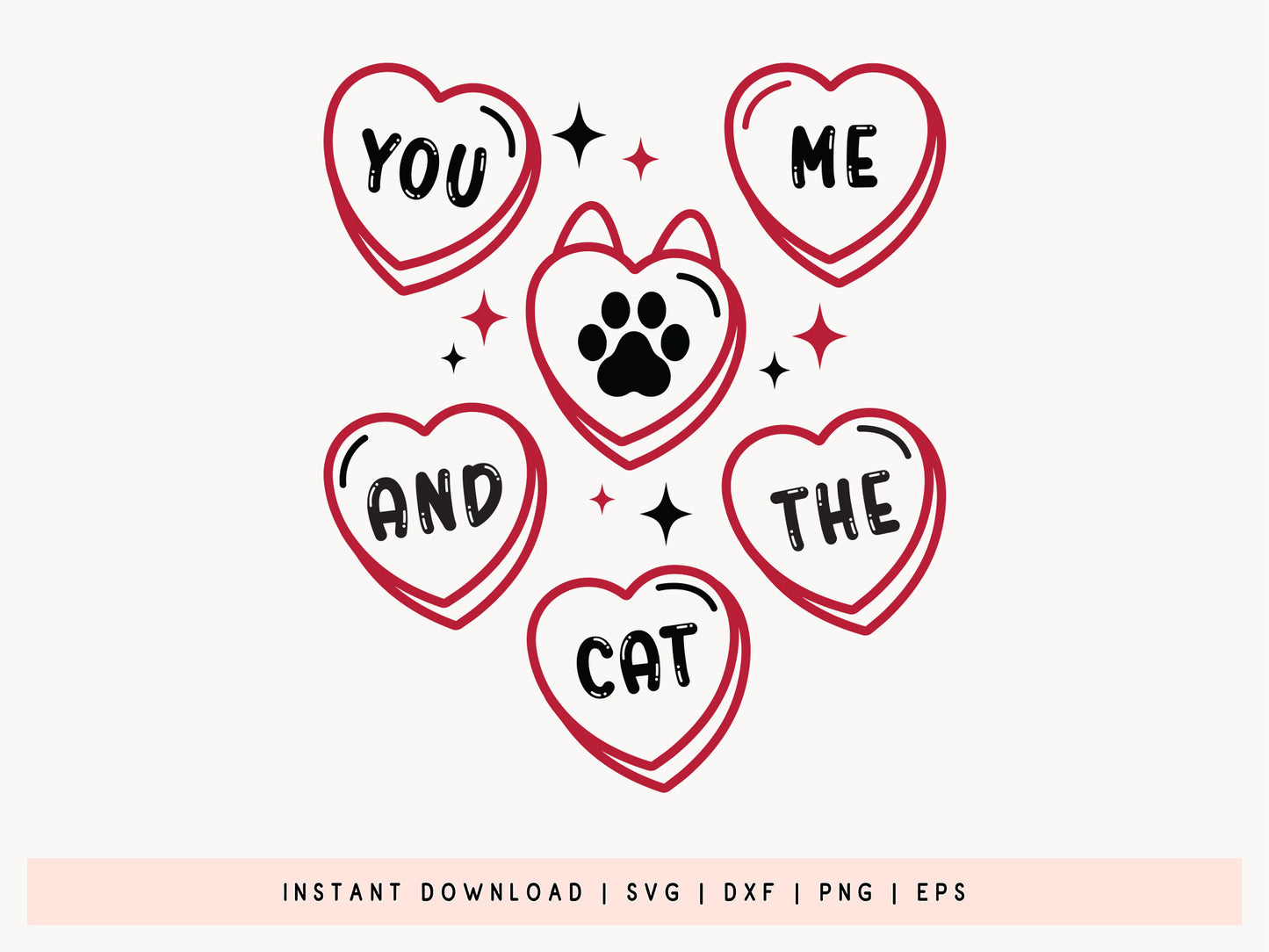 You Me and the Cat - Unique Valentine's Day SVG Cut File