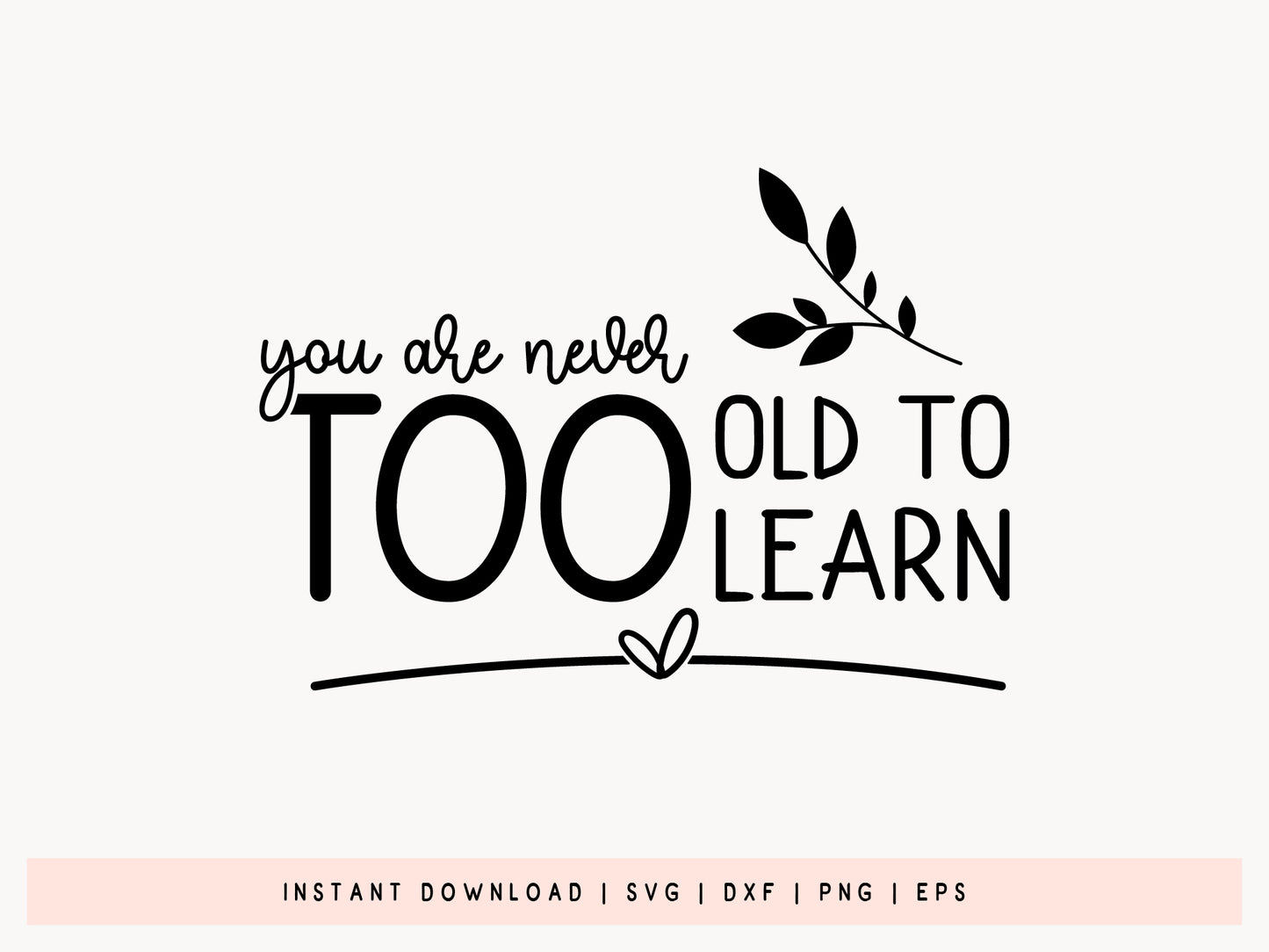 You're Never Too Old to Learn, Motivational SVG Graphic