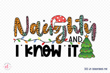 Naughty and I Know It | Funny Christmas PNG