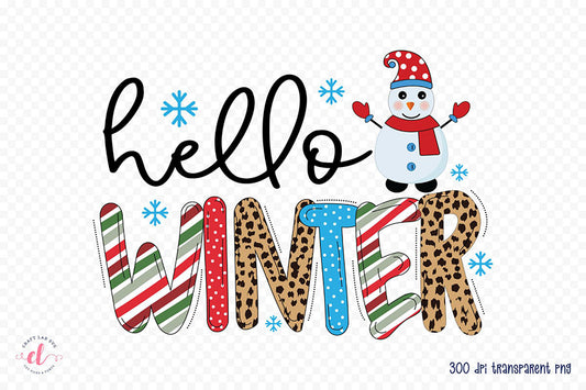 Hello Winter - Snowman Sublimation Design