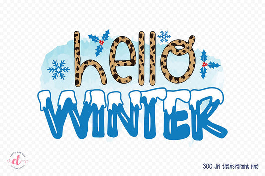 Hello Winter, Snowman Quote PNG