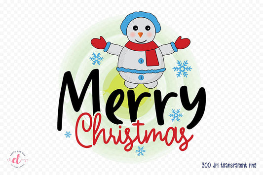 Merry Christmas, Snowman PNG Sublimation