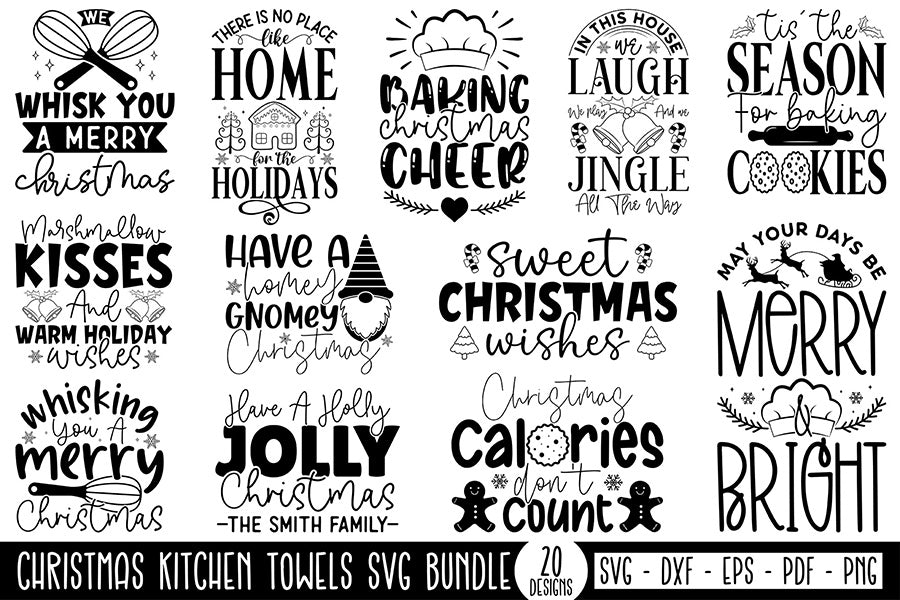 Christmas Kitchen Towels SVG Bundle