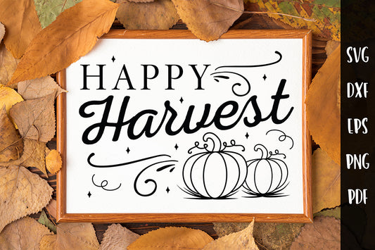 Happy Harvest SVG Cut File | Fall Sign SVG