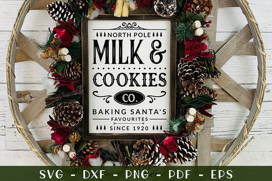 North Pole Milk & Cookies Co - Farmhouse Christmas SVG